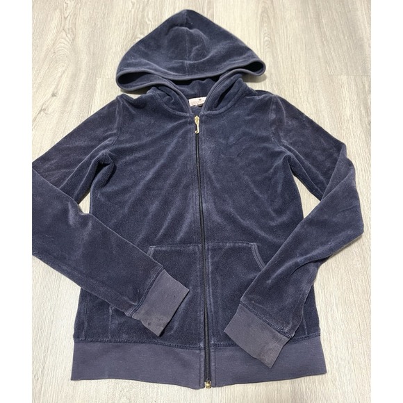 Juicy Couture Y2K Velour Zip Track Jacket Sz 12 Youth Junior Spellout Hoodie - Picture 2 of 4